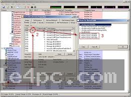 The main Process Explorer window showing the dynamic color-coded process tree and active CPU usage graphs.