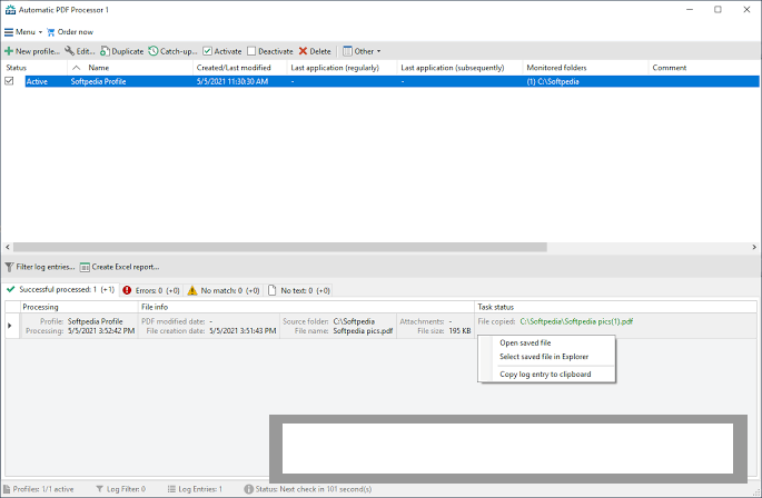 The configuration window for selecting destination formats, resolution profiles, and rendering options.